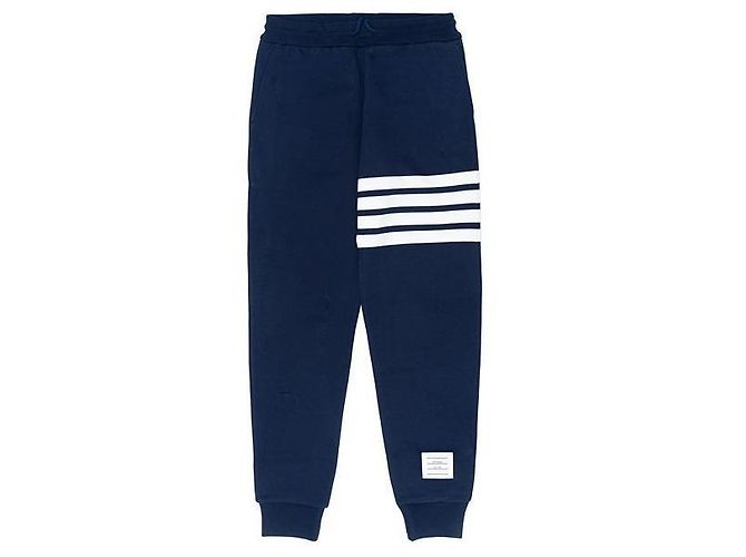 Thom Browne Pantaloni in cotone loopback a righe Nero 