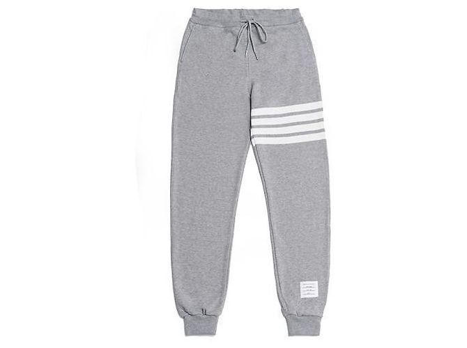 Thom Browne La Prima Bar Stripe Loopback Jersey-Hose Silber