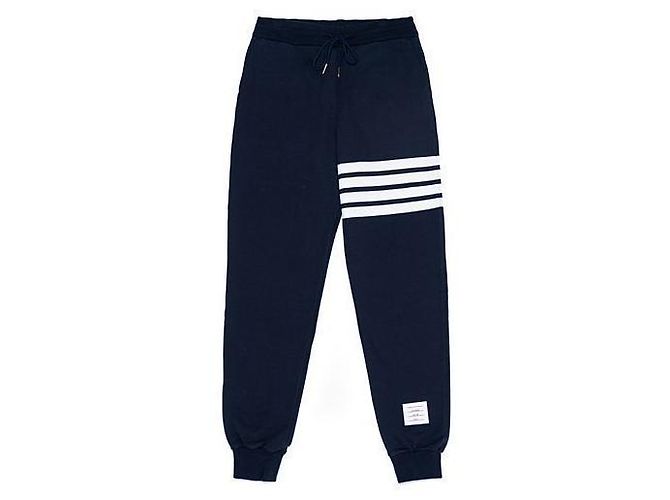 Thom Browne Pantaloni in jersey loopback a righe La Prima Stripe Loopback Knit Nero