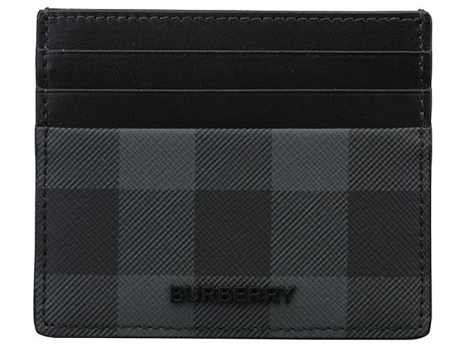 Burberry Tarjetero Check con logotipo de metal Charcoal Negro