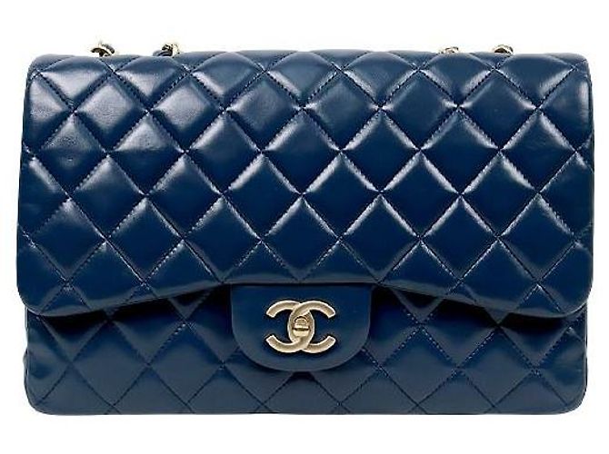 Chanel Navy Large One Flap Classic Bag Blue