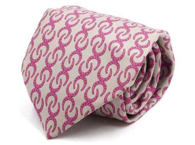 Hermès Silk Pink Horseshoe Tie