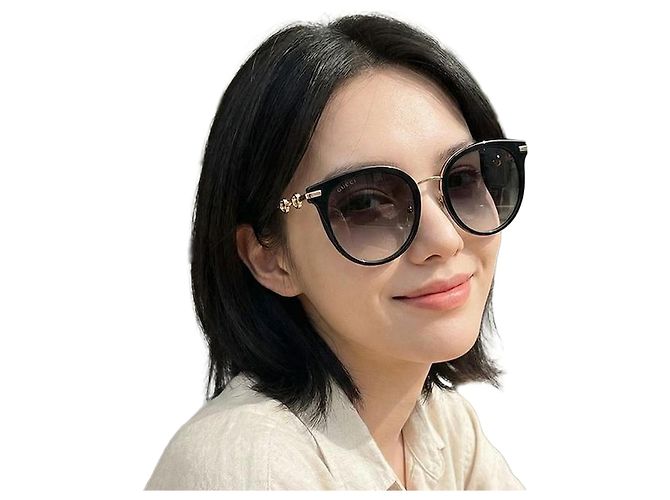 Gucci Gafas de sol Asian Fit Acetate Black Round Multicolor