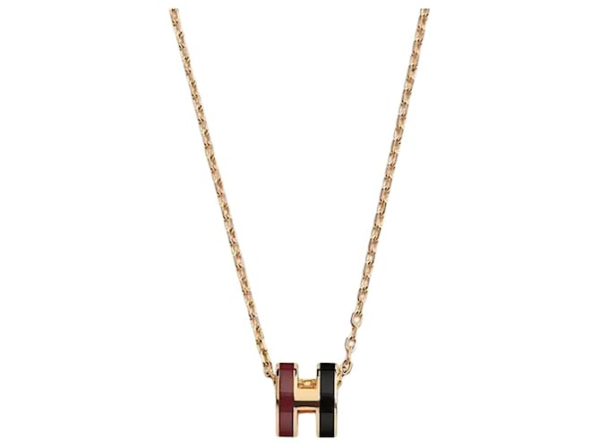 Hermès Collier pour femme Mini Pop Rocabar Pendant Two-Tone Gold Jaune 