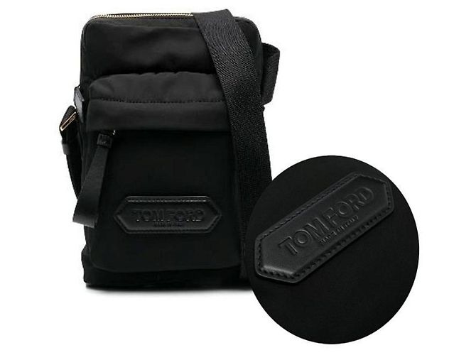 Tom Ford Recycelte Nylon Messenger Crossbody Tasche Schwarz Authentisch
