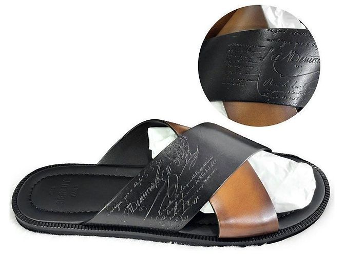 Berluti Scritto Venezia Leather Sandals
