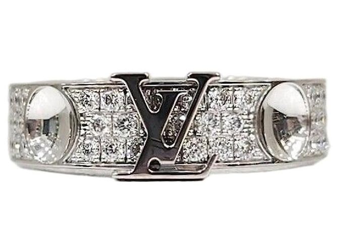 Louis Vuitton Anel de ouro branco com pavê de diamantes Prata