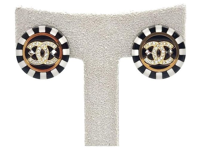 Chanel Orecchini Crystal CC Logo Bianco 