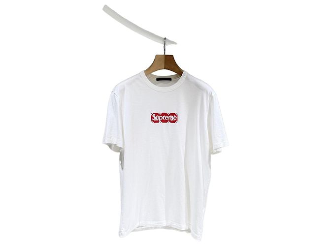 Louis Vuitton Supreme Logo White Kurzarm T-Shirt Weiß
