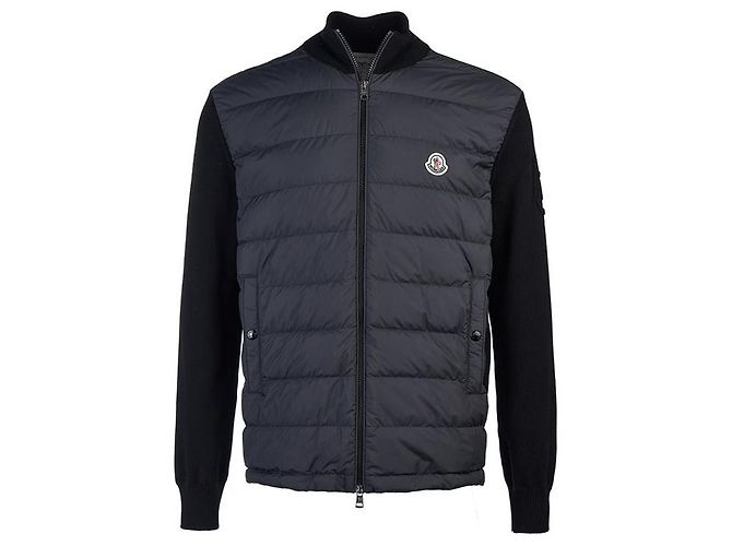 Moncler Cardigã acolchoado de algodão com zíper para homem Preto