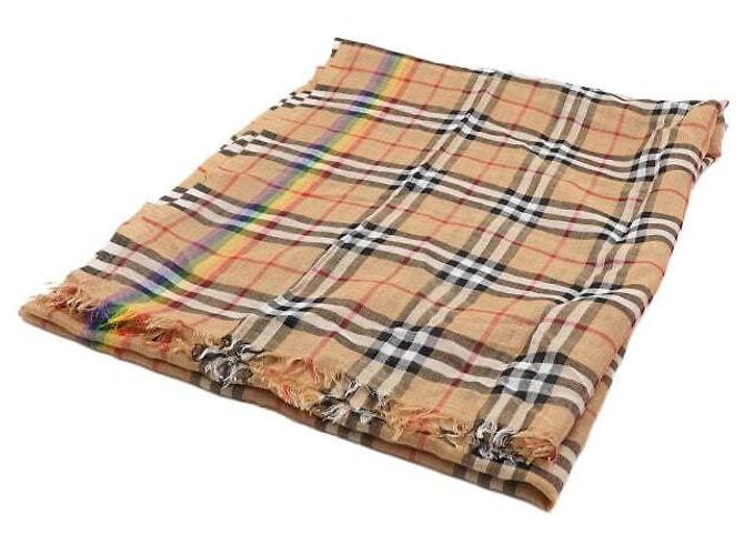 Burberry Cachecol clássico em mistura de lã e seda com padrão xadrez Laranja