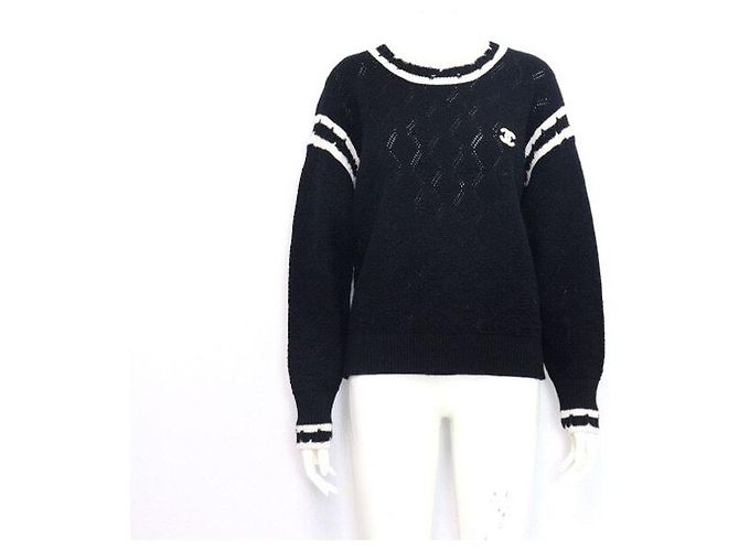 Chanel Schwarzer Kaschmir-Pullover mit CC-Logo 