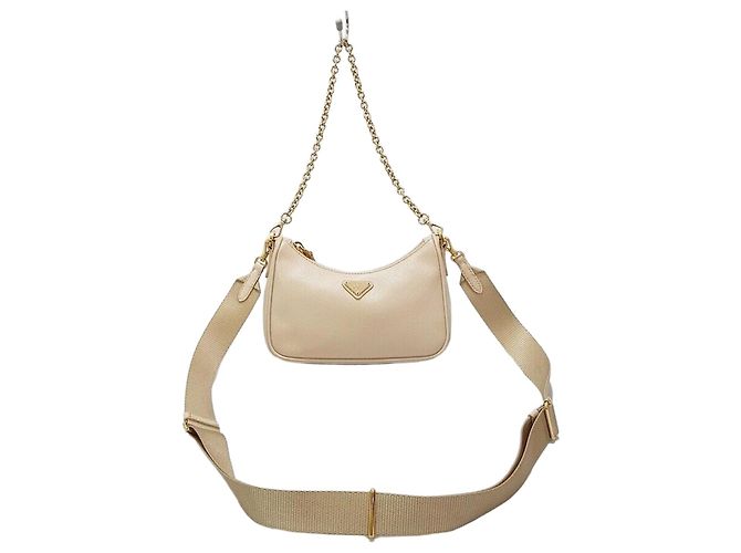 Prada Mini bolsa de ombro Saffiano com corrente Marrom