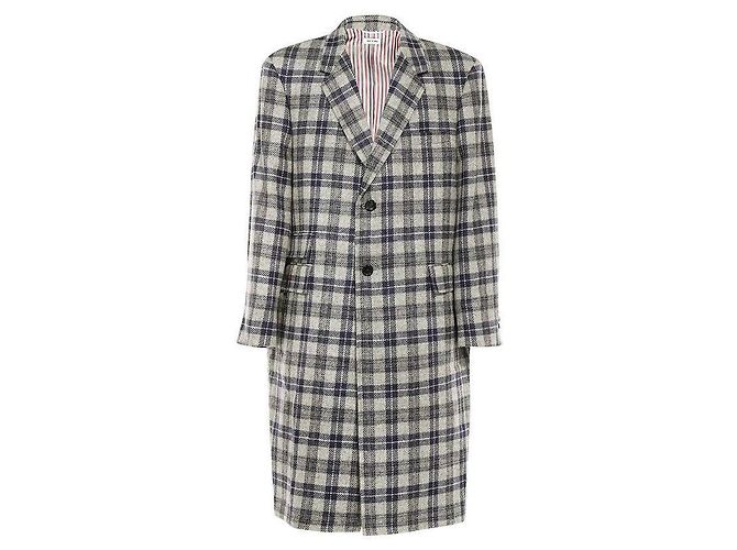 Thom Browne Casaco oversized de lã com xadrez tartan Marrom