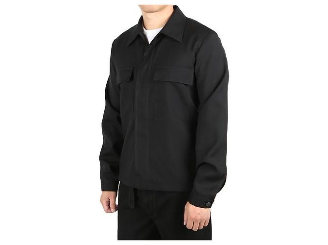 Jil Sander Pointed Wool Gabardine Shirt Black