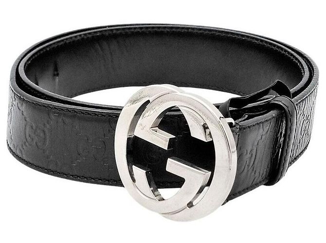 Cinturón Gucci Shimaline de cuero negro