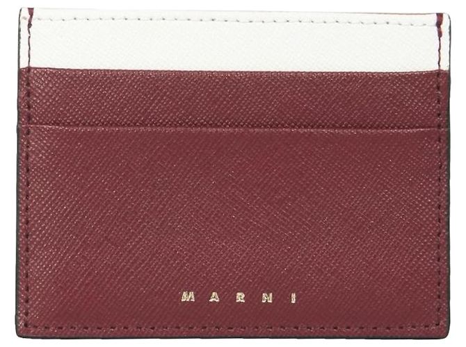 Marni Saffiano Two-Tone Cardholder Red