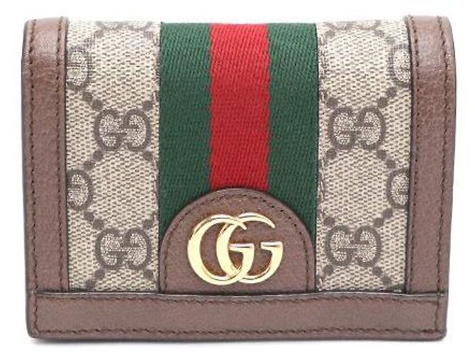 Gucci Ophidia GG Supreme Card Case Wallet Brown