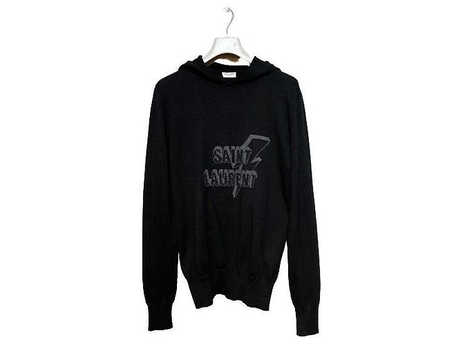 Saint Laurent Strickjacke mit Kapuze Schwarz Herren
