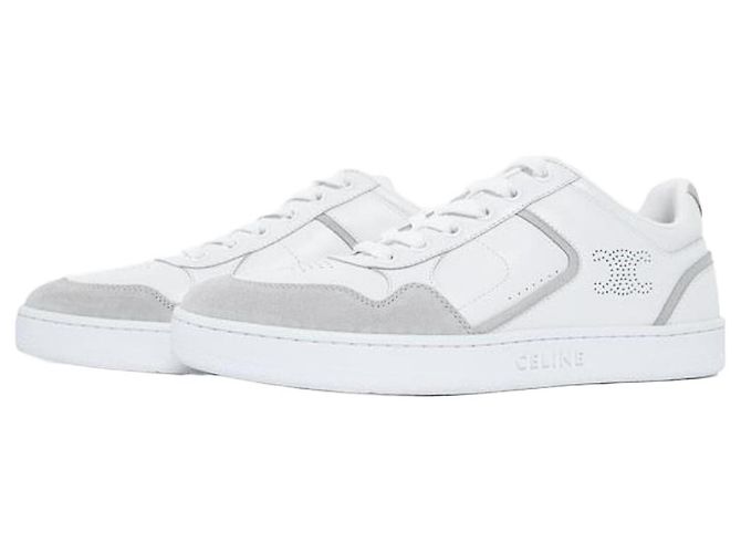 Céline Sapatilhas Trainer Low-Top em camurça de vitelo Prata