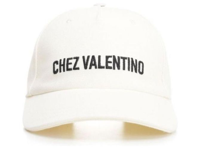 Valentino Boné de beisebol em algodão bordado Branco