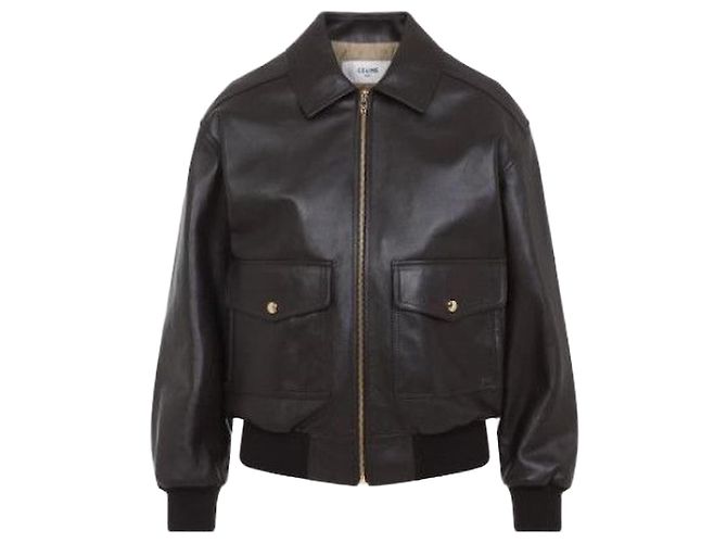 Céline Loose Aviator Blouson Jacket in Soft Lambskin Black