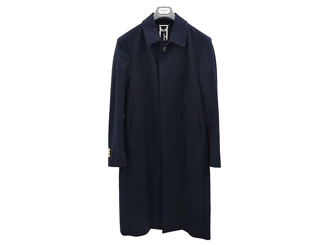 Thom Browne Single Breasted Three Stripe Wool Coat