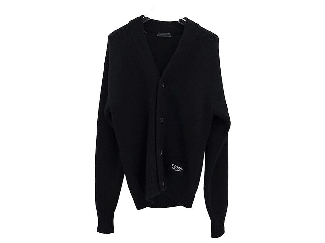 Prada Schwarzer Kaschmir-Cardigan Silber