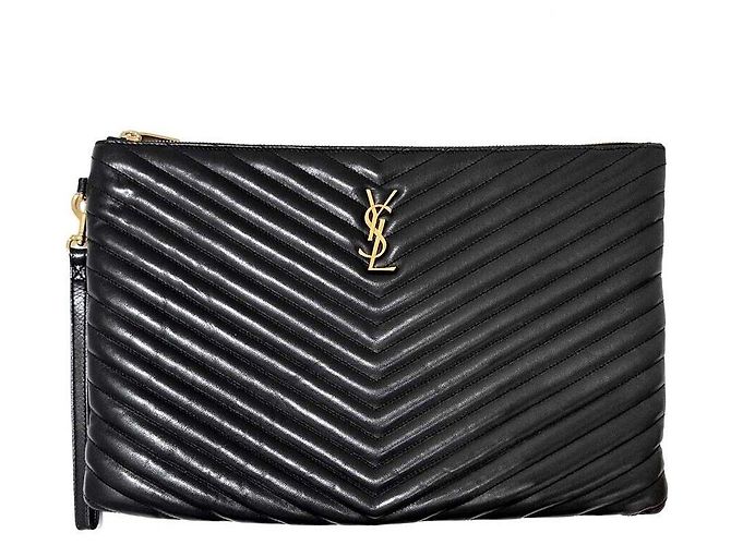 Saint Laurent Pochette Chevron Large Noir