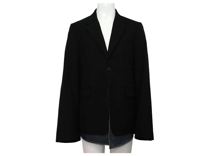 Balenciaga Chaqueta Blazer Oversize de Denim de Algodón Negro a Capas