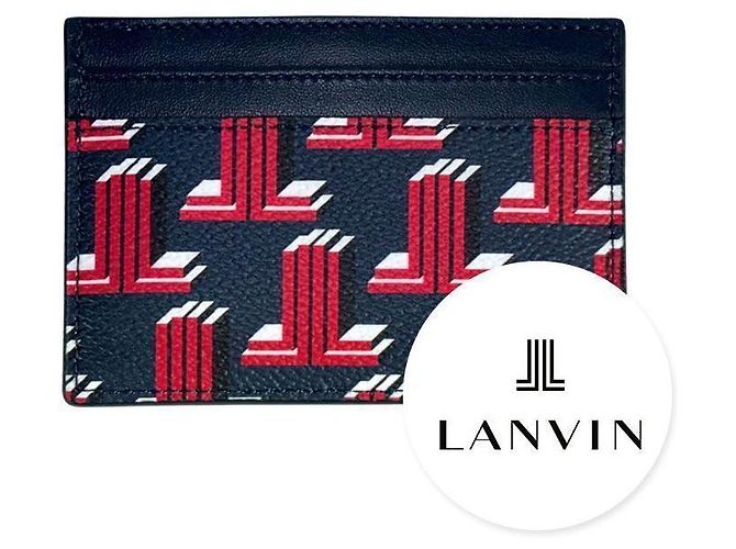 Lanvin Women's Monogram Card Wallet Navy JLTE Authentic Blue