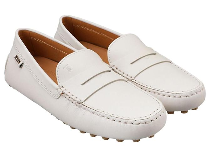 Tod's Sapatos de condução em couro Off White Branco