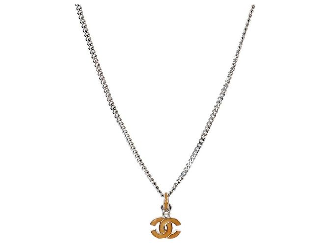 Chanel Collier CC Argent Beige Marron