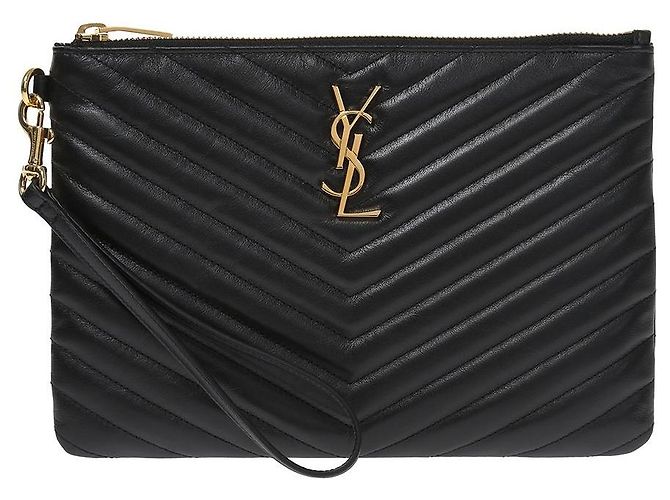 Saint Laurent Gesteppte Clutch-Tasche Schwarz
