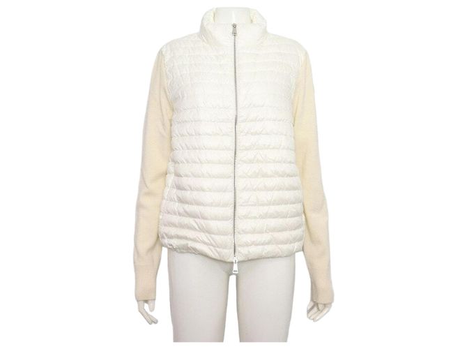 Moncler Cardigã acolchoado de lã branco para mulher