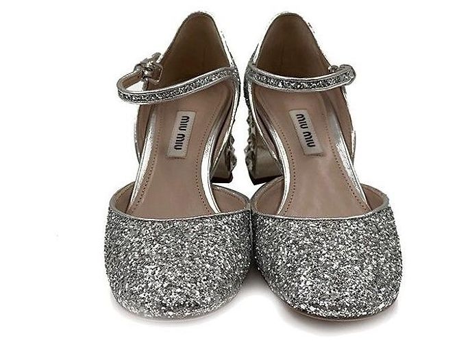 Miu Miu Décolleté glitterate Argento