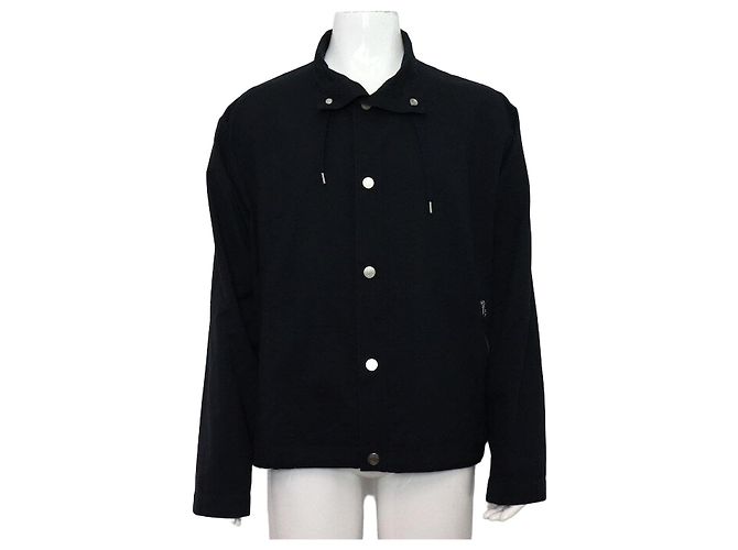 Hermès Giacca Blu BLOUSON COL MONTANT Giacca a bottoni da uomo Argento