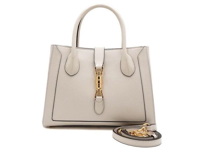 Gucci Borsa Tote e Borsa a Tracolla Jackie GG Medium in pelle bianca Bianco