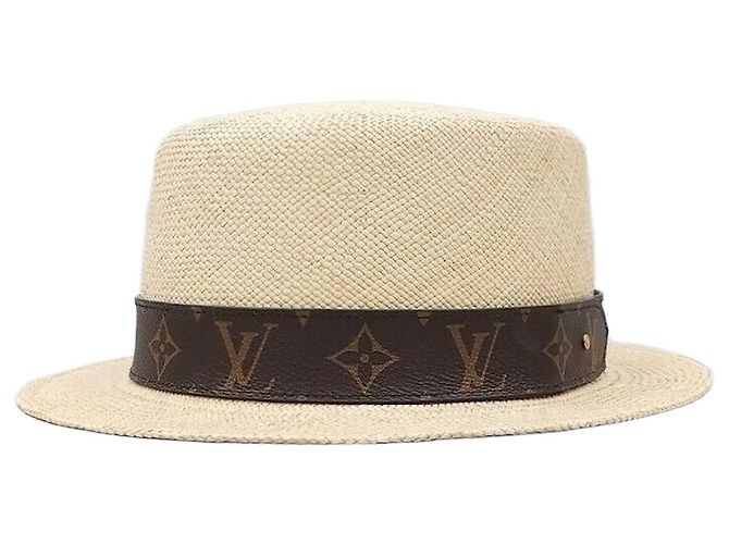 Louis Vuitton Neuer LV Monogram Fedora Panama Hut Silber