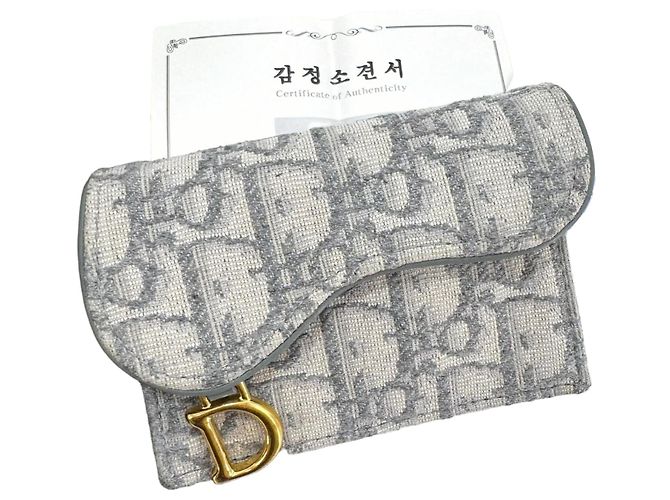 Dior Oblique Saddle Kartenetui Grau Braun