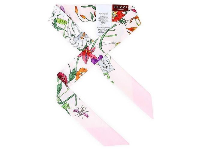 Gucci Pañuelo de seda con estampado floral (Light Pink) Rosa