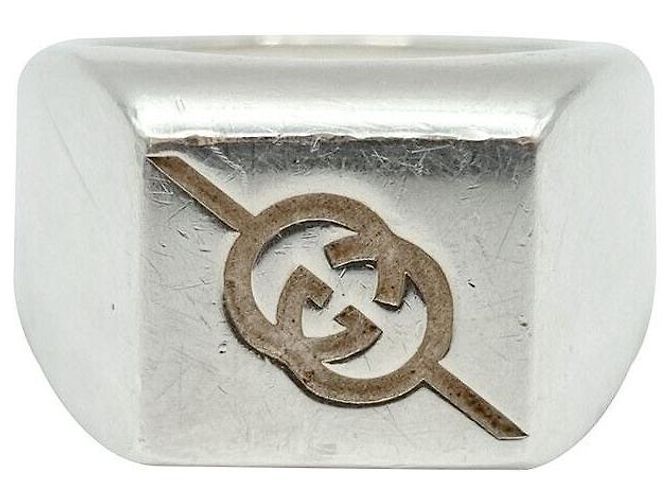 Gucci Diagonal Interlocking Ring Silvery