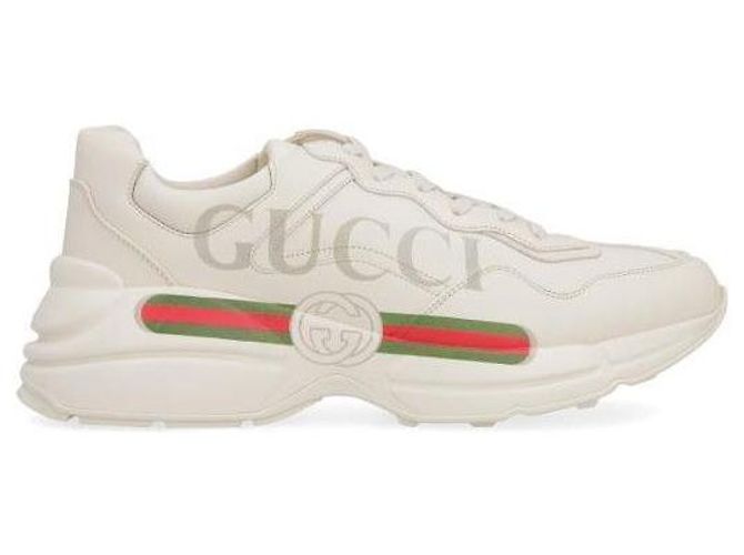 Gucci Baskets en cuir Raiton Logo Blanc