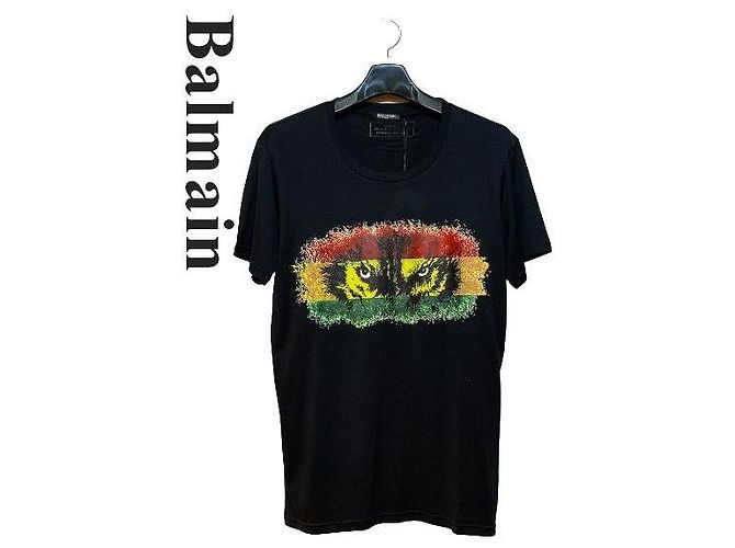 Balmain Black Wolf Rundhals Kurzarm Herren Mehrfarben