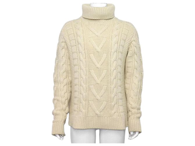 Louis Vuitton Ivory Cable Knit Turtleneck Sweater for Men White