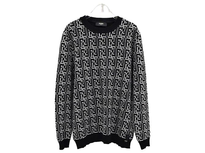 Fendi ff Logo Round Wool Knit Black Schwarz