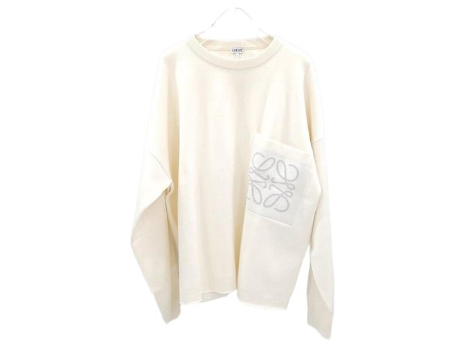 Loewe Strickpullover mit Tasche Silber 