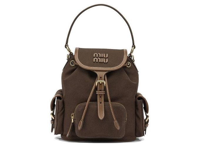 Miu Miu Canvas and Leather Medium Backpack