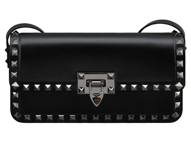Valentino Borsa a tracolla in pelle Rockstud Nera Marrone