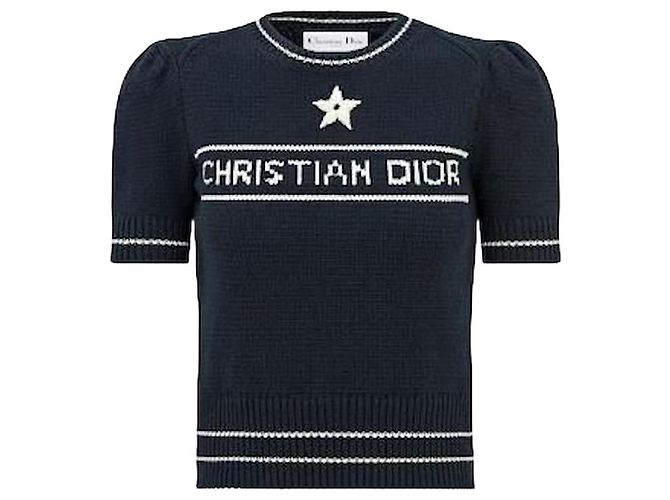 Dior Kaschmir-Wollstrick in Marineblau Schwarz